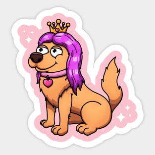 Cute Golden Retriever Princess Sticker